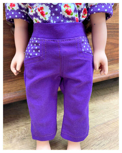 Capri pants, doll clothes, sewing pattern, Frocksandfrolics, beginner, American girl, Audrey, 18 inch doll clothes