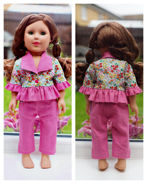 18 inch doll clothes, American girl doll clothes, Tilly crop top, Frocks and Frolics, learn to sew, doll blouse, pixie faire, bundle sewing, sewing pattern bundle