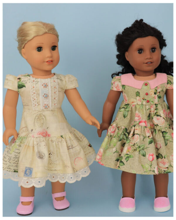 Doll clothes pdf sewing pattern, frocks & frolics, sewing for dolls, 18 inch doll, american doll, pin tucks and lace