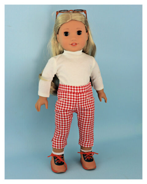 doll clothes, american girl, 18 inch doll clothes, doll dresses, Audrey Capri Pants, gingham fabric