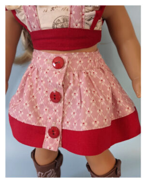 Betsy Puppen Rock Schnittmuster, Vintage, Rock mit Knopfleiste, Saumborte, nähen lernen, nähen, Frocks and Frolics, American Girl Doll, Götz Puppe, Flügelärmel top und Rock