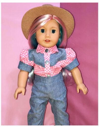 Puppenbluse, Westernbluse, Countrybluse, Puppenkleider nähen, frocks and frolics, Frocks & Frolics, American Girl Puppe, Götz, Käthe Kruse, gingham, chino