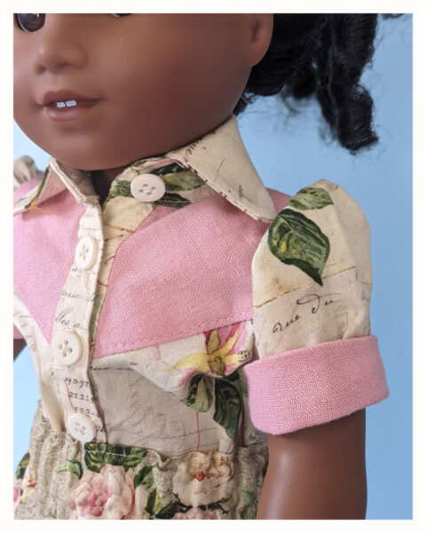doll clothes, 18 inch doll, blouse, line dancing, western blouse for dolls, Frocks & Frolics, frocks, frolics, Pixie Faire, yoke, button closure, button down