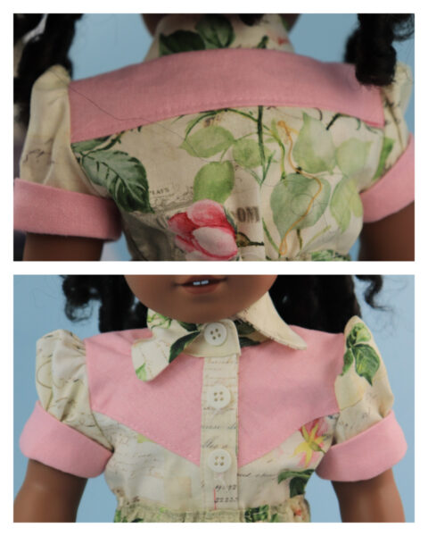 doll clothes, 18 inch doll, blouse, skirt, Scarlett, western blouse for dolls, Frocks & Frolics, frocks, frolics, Pixie Faire, yoke, button closure, button down